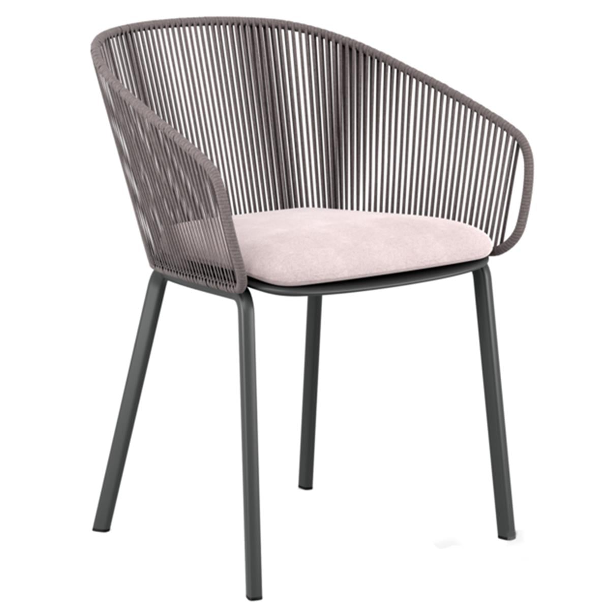 Rilly Kollu Sandalye-İskelet Taupe Touch(157)-Powder Coating Black Pepper(317)-(Sunbrella Minder Dahil)