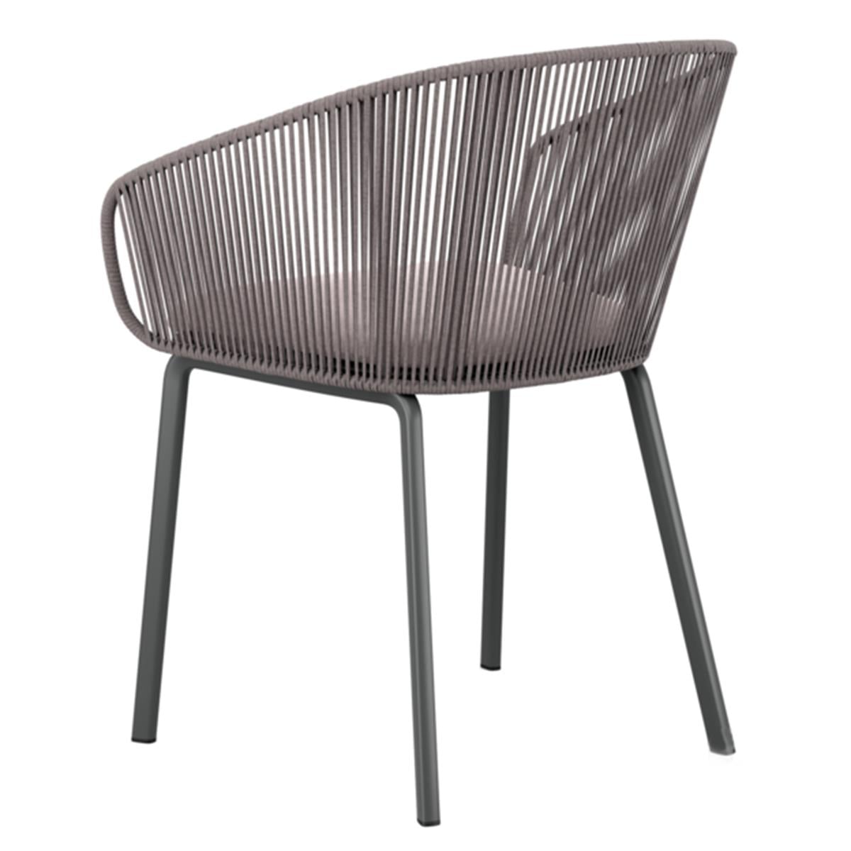 Rilly Kollu Sandalye-İskelet Taupe Touch(157)-Powder Coating Black Pepper(317)-(Sunbrella Minder Dahil)
