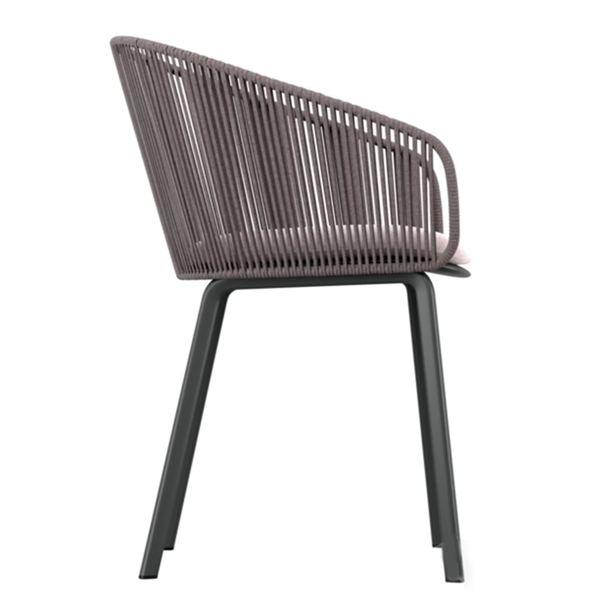 Rilly Kollu Sandalye-İskelet Taupe Touch(157)-Powder Coating Black Pepper(317)-(Sunbrella Minder Dahil)