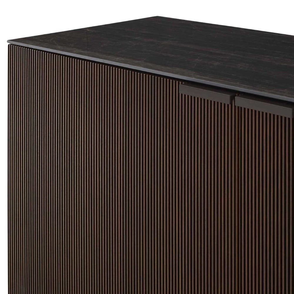 Selvans Büfe-3 Kapaklı - Dark Walnut - Ceramic Stoneware Top
