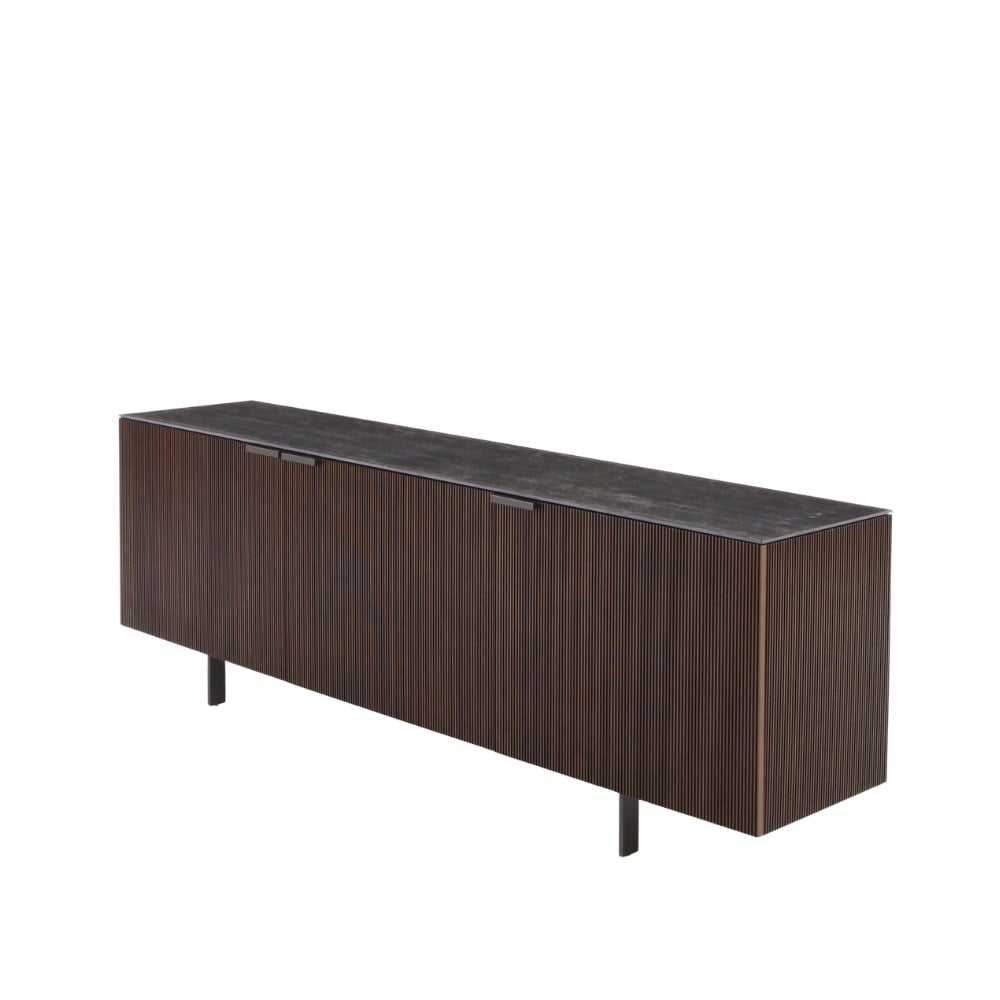 Selvans Büfe-3 Kapaklı - Dark Walnut - Ceramic Stoneware Top