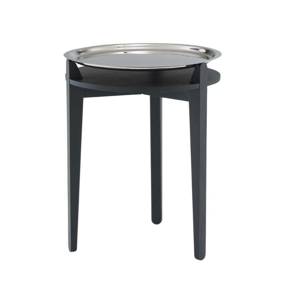 Side Table Yan Sehpa-Nıckel-Plated Top