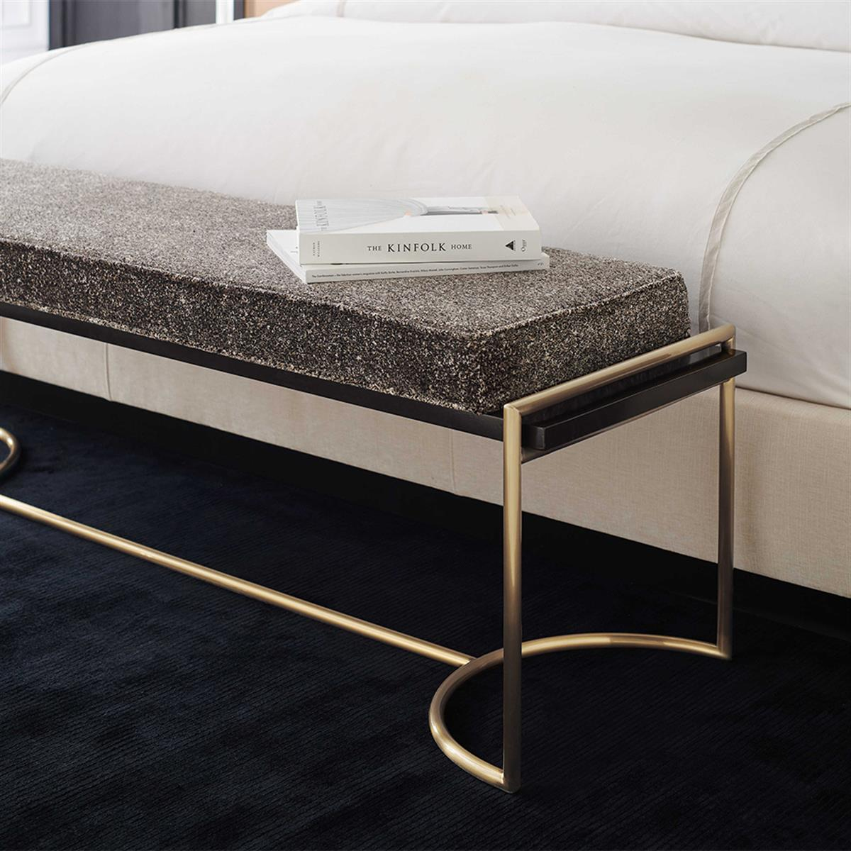 Slim Line Bench Puf-Finish Dark Chocolate-Champagne Gold