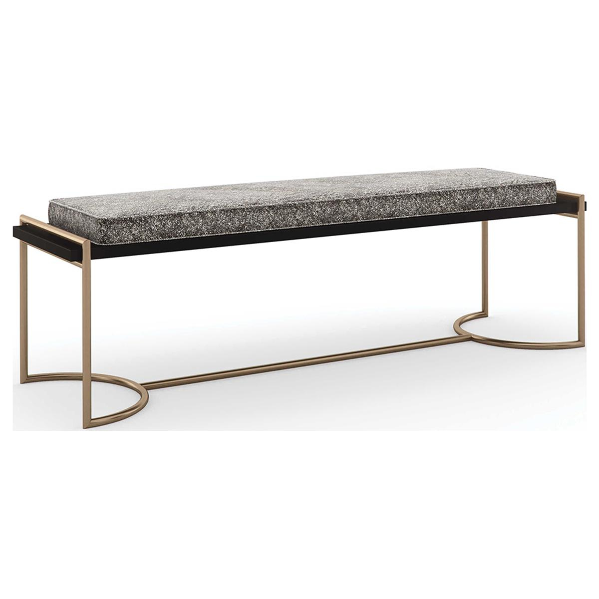 Slim Line Bench Puf-Finish Dark Chocolate-Champagne Gold