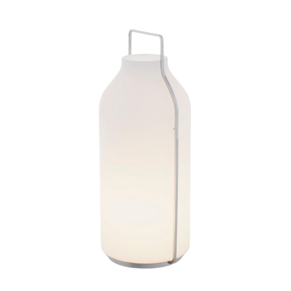 Somerset Masa Lambası-Large-Table Lamp İn Matt Opal Glass/Tube And Base İn Brilliant-Chromed Metal