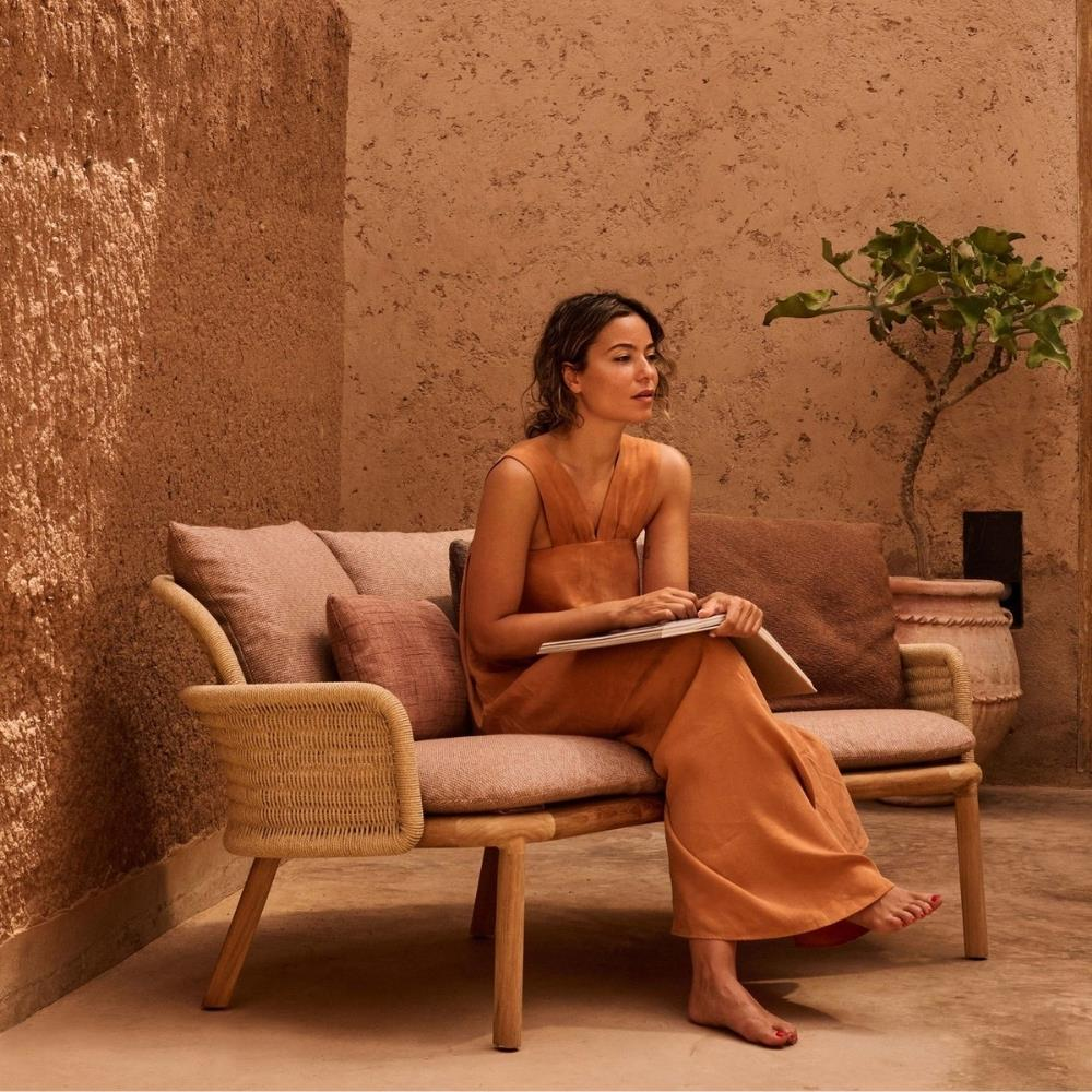 Suro Teak Üçlü Bank - Weave Hemp - Minder Sırt ve Oturum Minderi Naram Warm Cotton F kategori