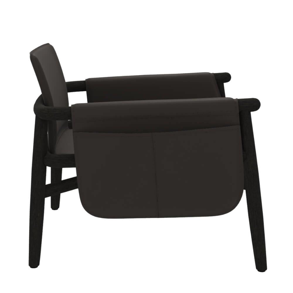 Teresa Kuoio Tekli Koltuk-Frame Oak Black - Fabric Saddle Leather Brown 02 - Back Cushion Leather Bower 06