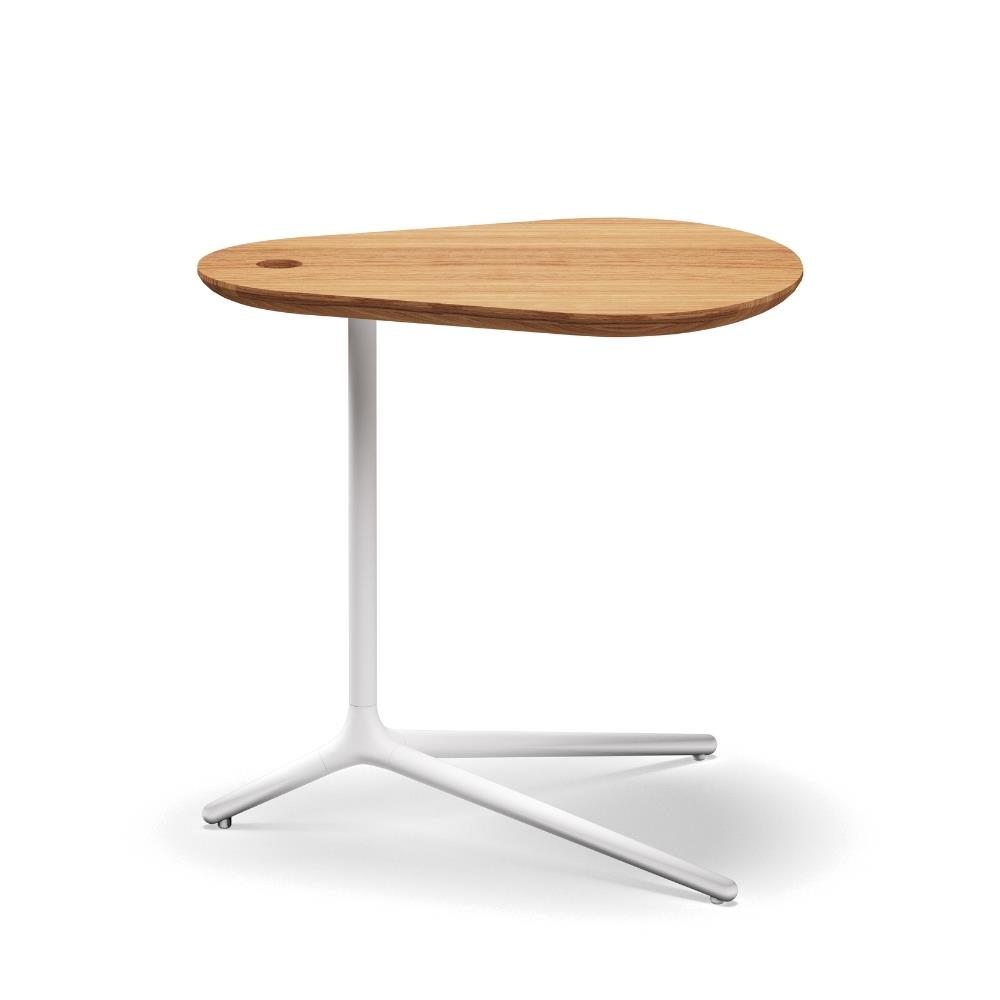 Trident Yan Sehpa-İskelet White-Tabla Teak