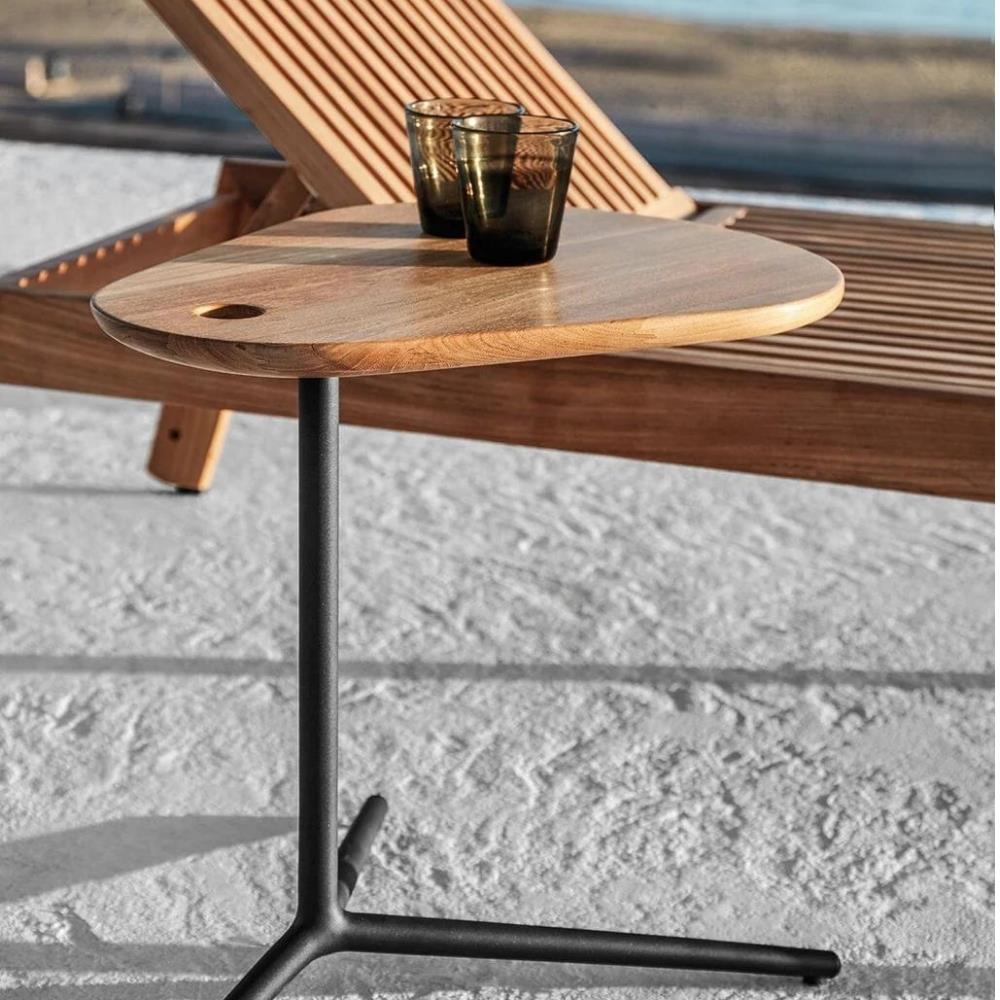 Trident Yan Sehpa-İskelet White-Tabla Teak