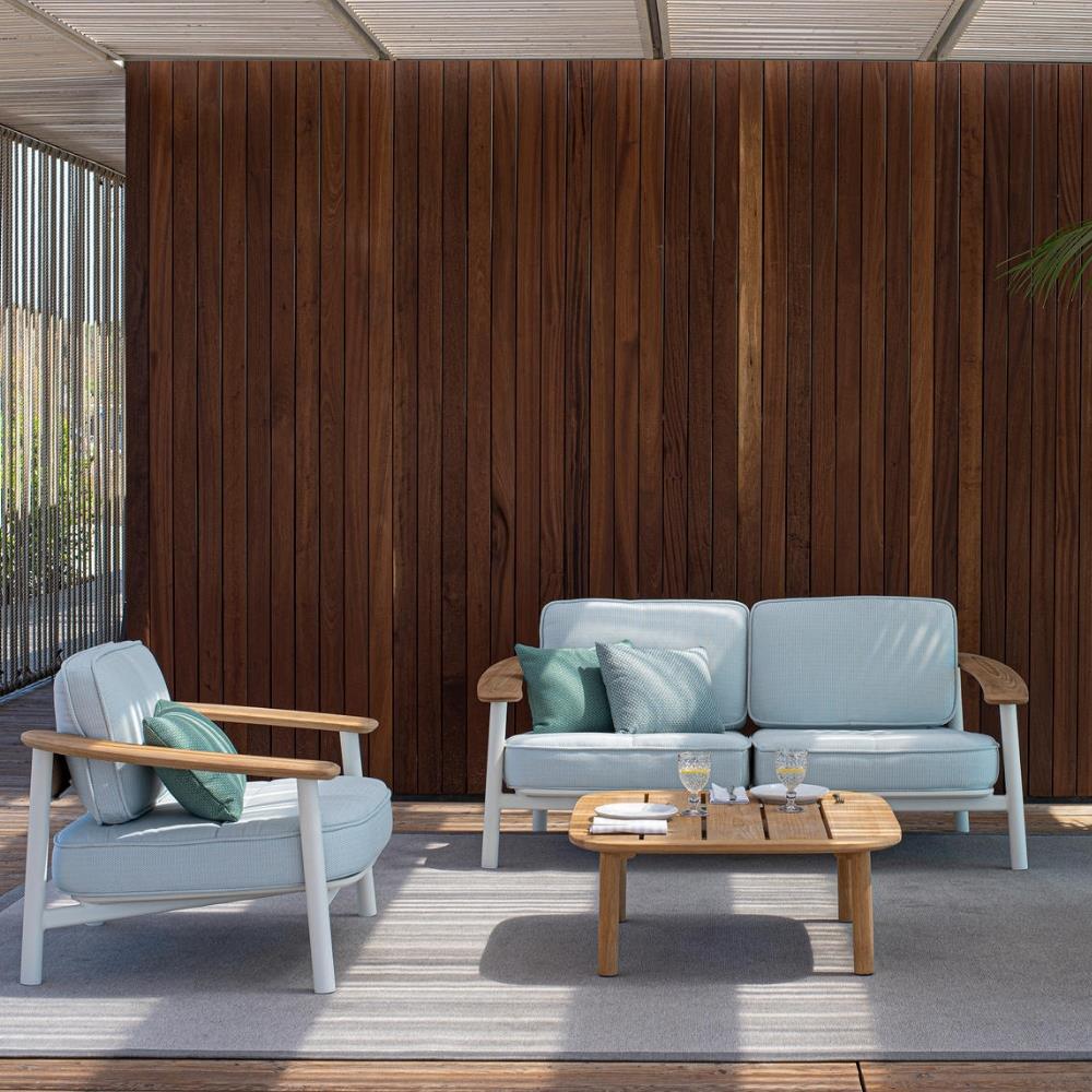 Twins İkili Koltuk-White (23)-Teak-(6046)-(Minder Hariç)