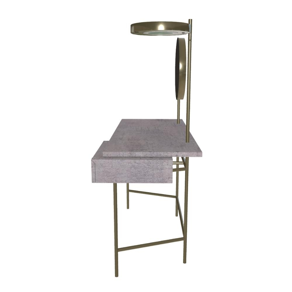 Vanity Çalışma Masası-Frame Aged Brass (M328)-Decorative Details Aged Brass (M328) Top and Drawer Natural Concert (L054)