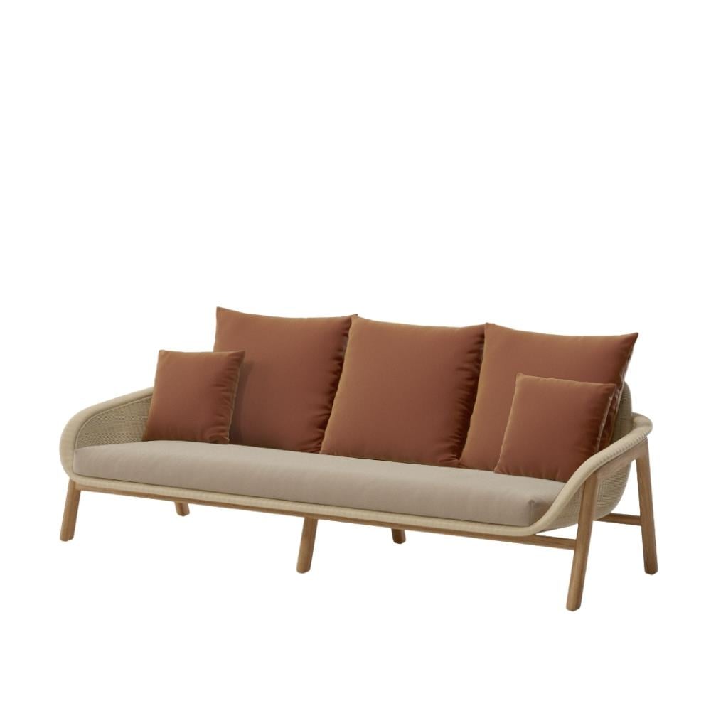 Vimini Üçlü Kanepe-Ayak Teak-Minder Karakum(06L)-Kırlent Glowing Ember(19L)