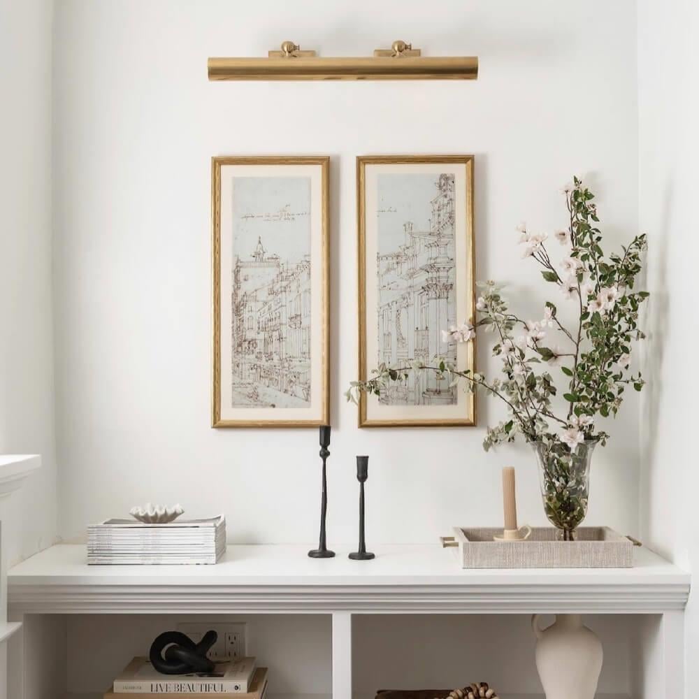 E.F. Chapman Cabinet Makers Tablo Aydınlatması – Antique Nickel - 2 x 25 watts Keyless T – W61 H9cm