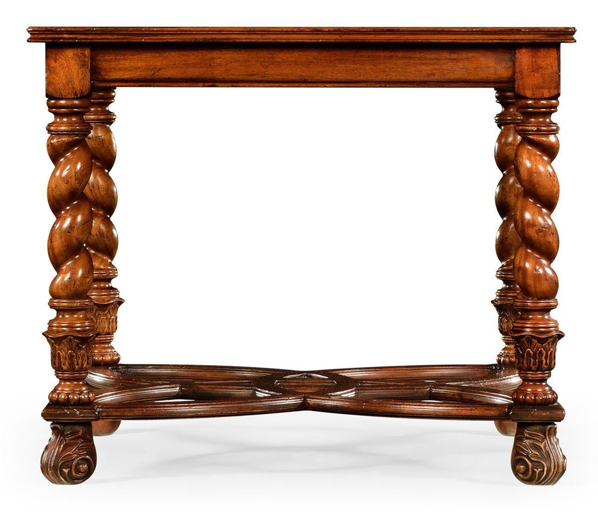 Windsor Kare Yan Sehpa - Desenli Cam Yüzey  - Finish-Wal-02-1 (Medium Walnut)