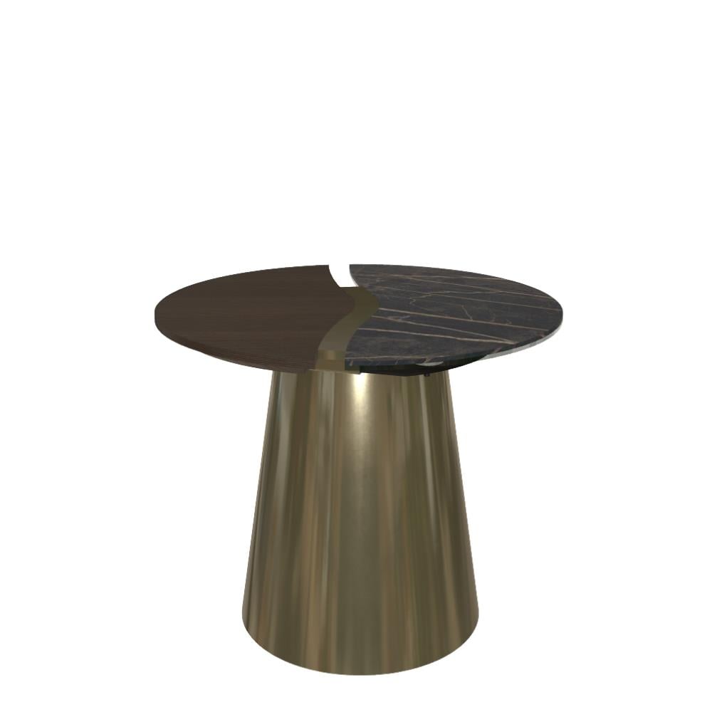 Yang Yan Sehpa (50)-Frame Aged Brass (M328)-Top Noir Desir Matt (CM025)-Top Oak Spress Veneer (L002)