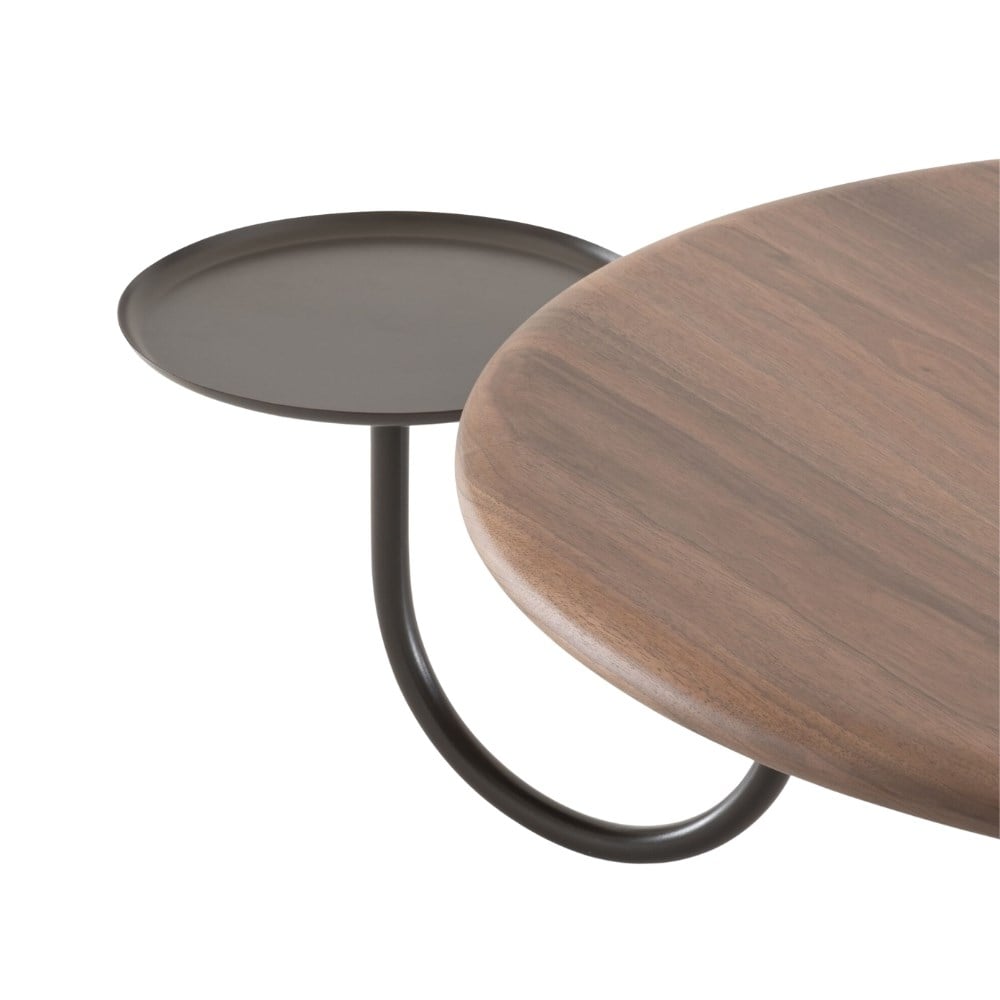 Yogi Orta Sehpa Seti - Base Grey/Brown Lacquered Steel - Top Solid American Walnut