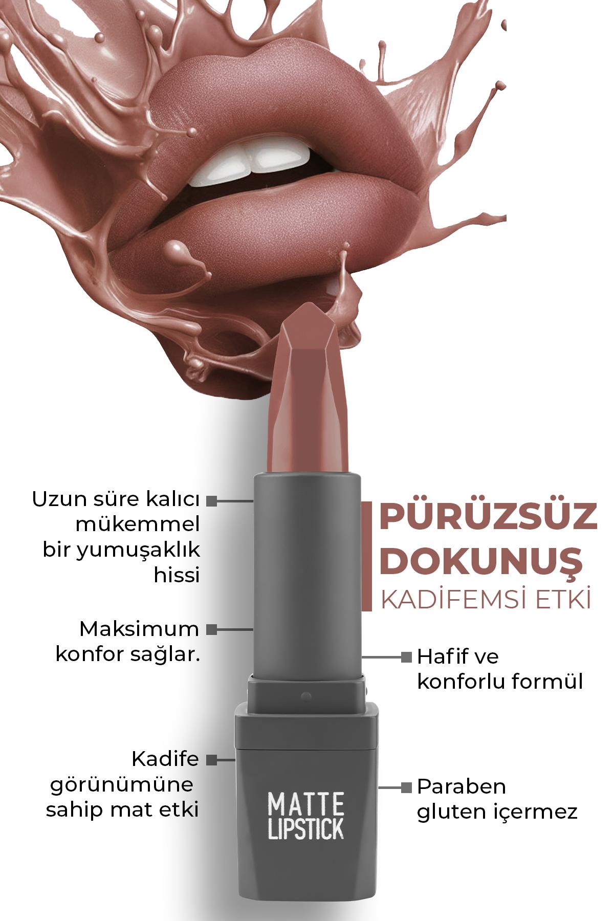 407 Dusty Rose Mat Ruj - Kuruma Yapmayan Pürüzsüz Dokunuş ve Kadifemsi Etki - Matte Lipstick