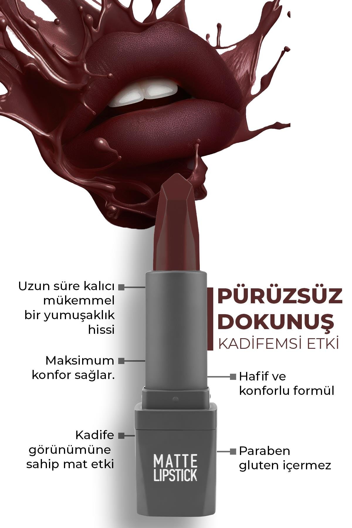 420 Wine Mat Ruj - Kuruma Yapmayan Pürüzsüz Dokunuş ve Kadifemsi Etki - Matte Lipstick