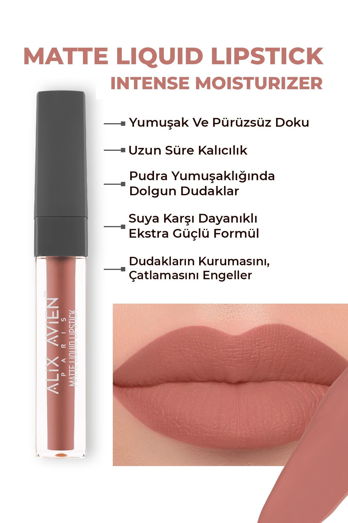 502 Peachy Nude Mat Bitişli Likit Ruj - 8 Saate Kadar Kalıcı Etki - Matte Liquid Lipstick