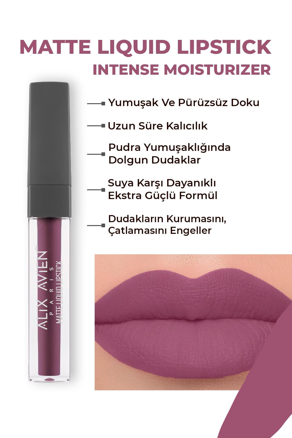 519 Dark Plum Mat Bitişli Likit Ruj - 8 Saate Kadar Kalıcı Etki - Matte Liquid Lipstick