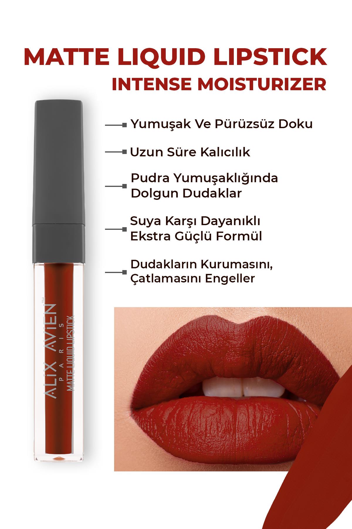 524 Ruby Red Mat Bitişli Likit Ruj - 8 Saate Kadar Kalıcı Etki - Matte Liquid Lipstick