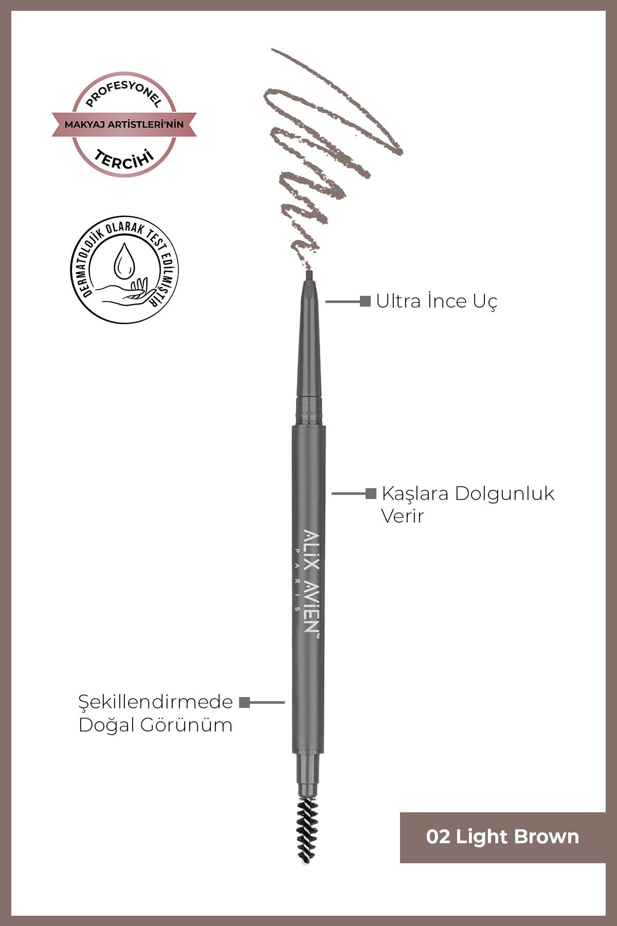 Asansörlü Kaş Kalemi 02 - Retractable Eyebrow Pencil 02 Light Brown