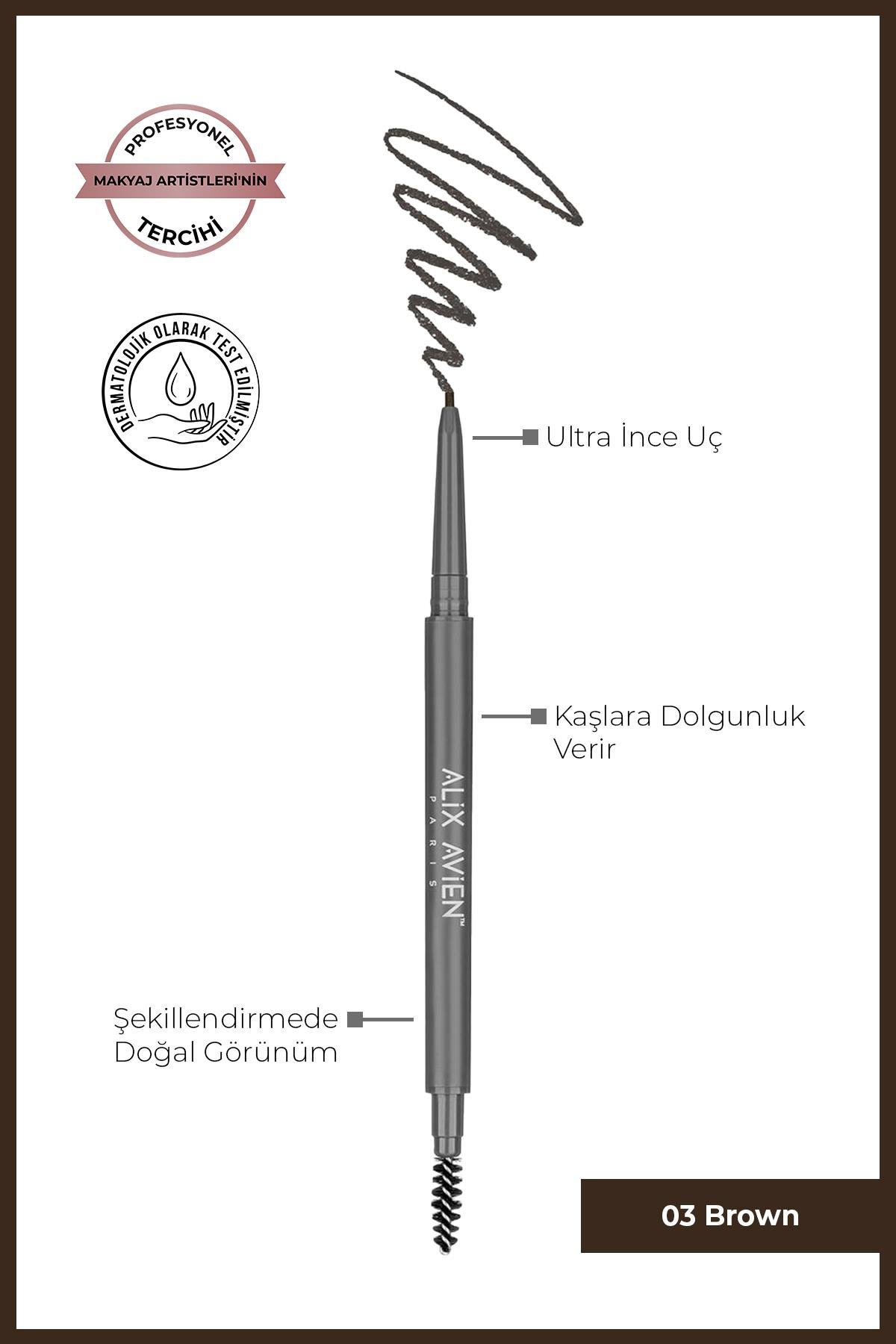 Asansörlü Kaş Kalemi 03 - Retractable Eyebrow Pencil 03 Brown