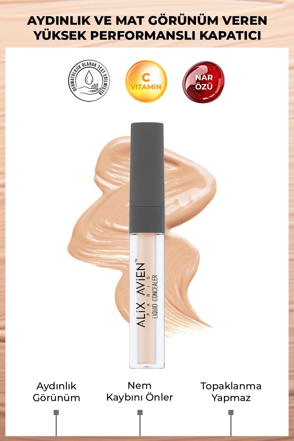 Aydınlık Görünüm Sağlayan Yoğun Likit Göz Altı Kapatıcısı - Liquid Concealer 103 Creamy Beige