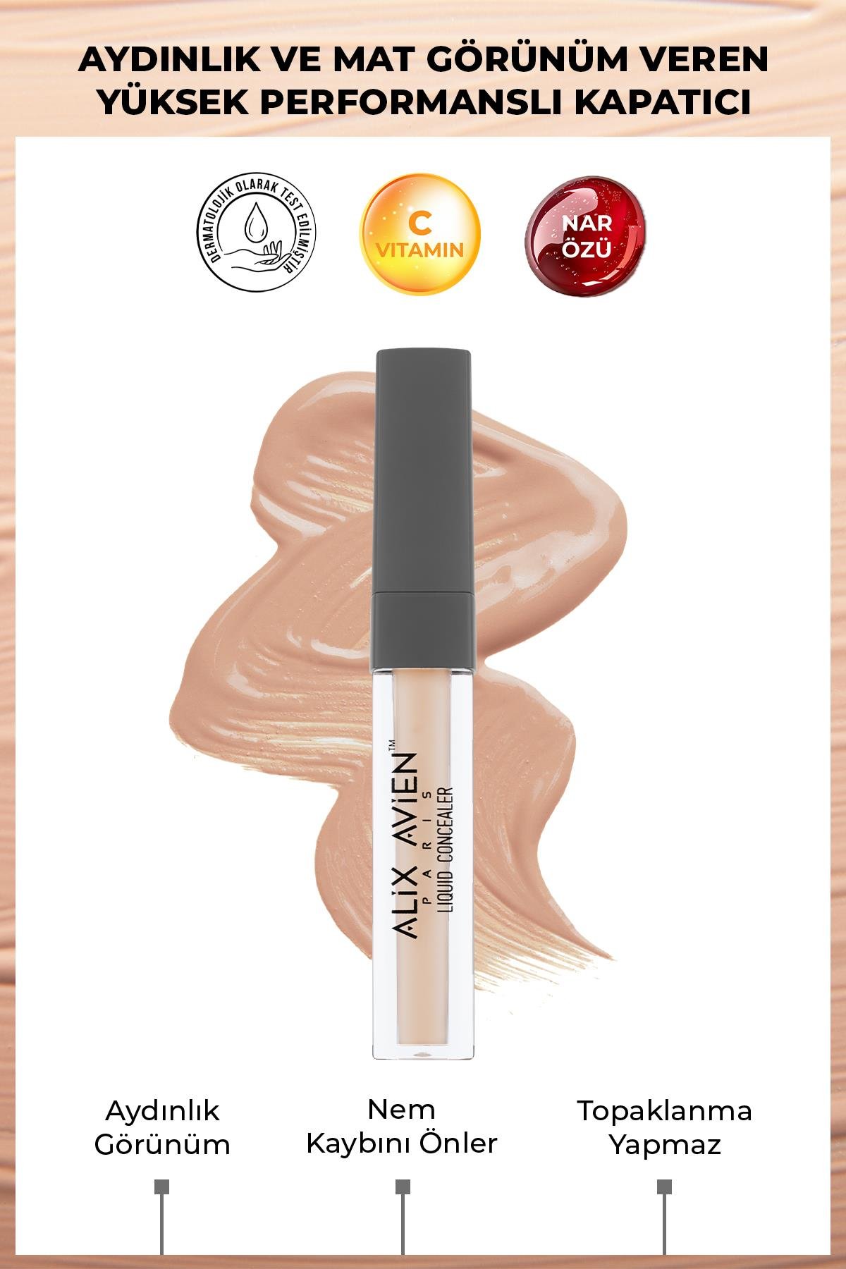 Aydınlık Görünüm Sağlayan Yoğun Likit Göz Altı Kapatıcısı - Liquid Concealer 105 Cool Rose