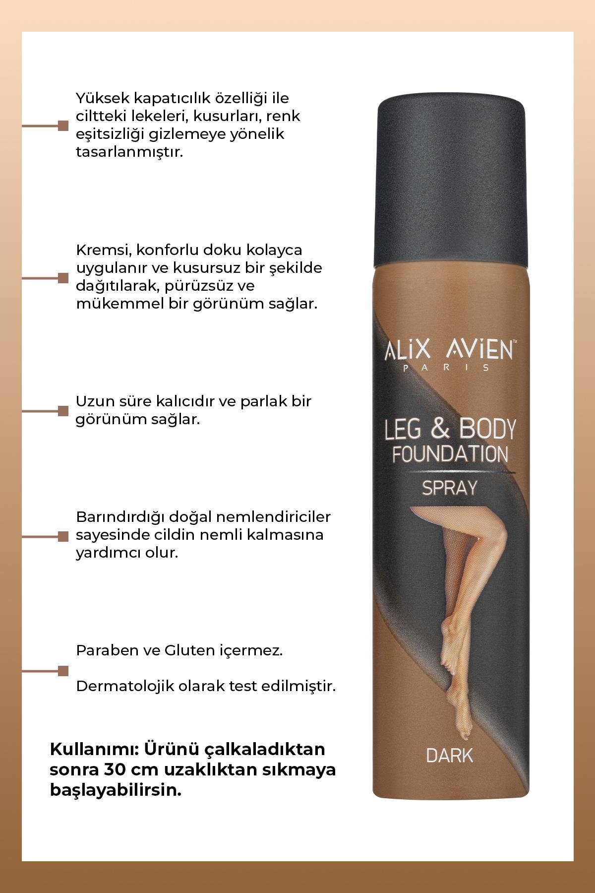 Bacak Fondöteni Dark Vücut Makyajı Bronzlaştırıcı Etki Sprey - Leg & Body Foundation Spray 75 ml