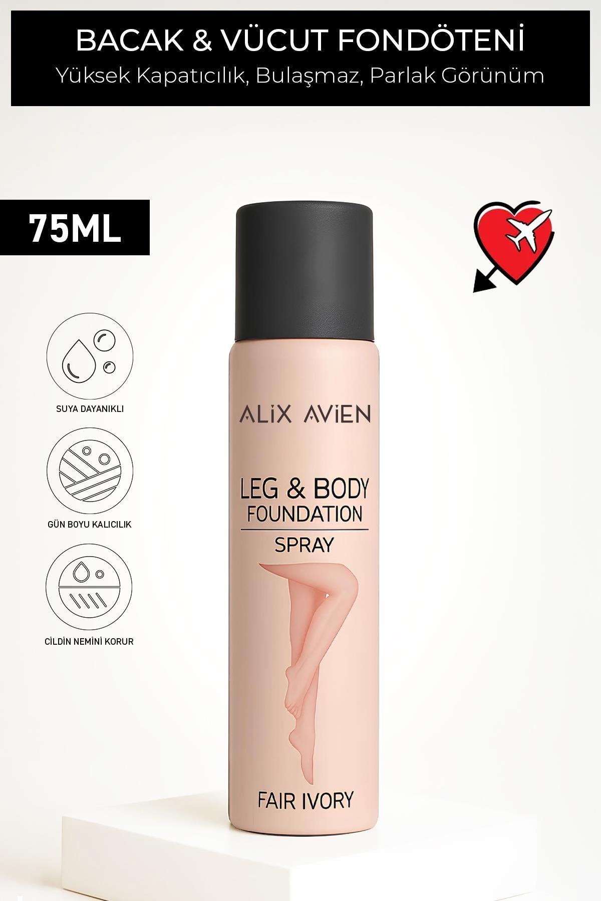 Bacak Fondöteni Fair Ivory Bronzlaştırıcı Etkili Çatlak Ve Görünümü Önleyici Sprey Fondöten 75 ml