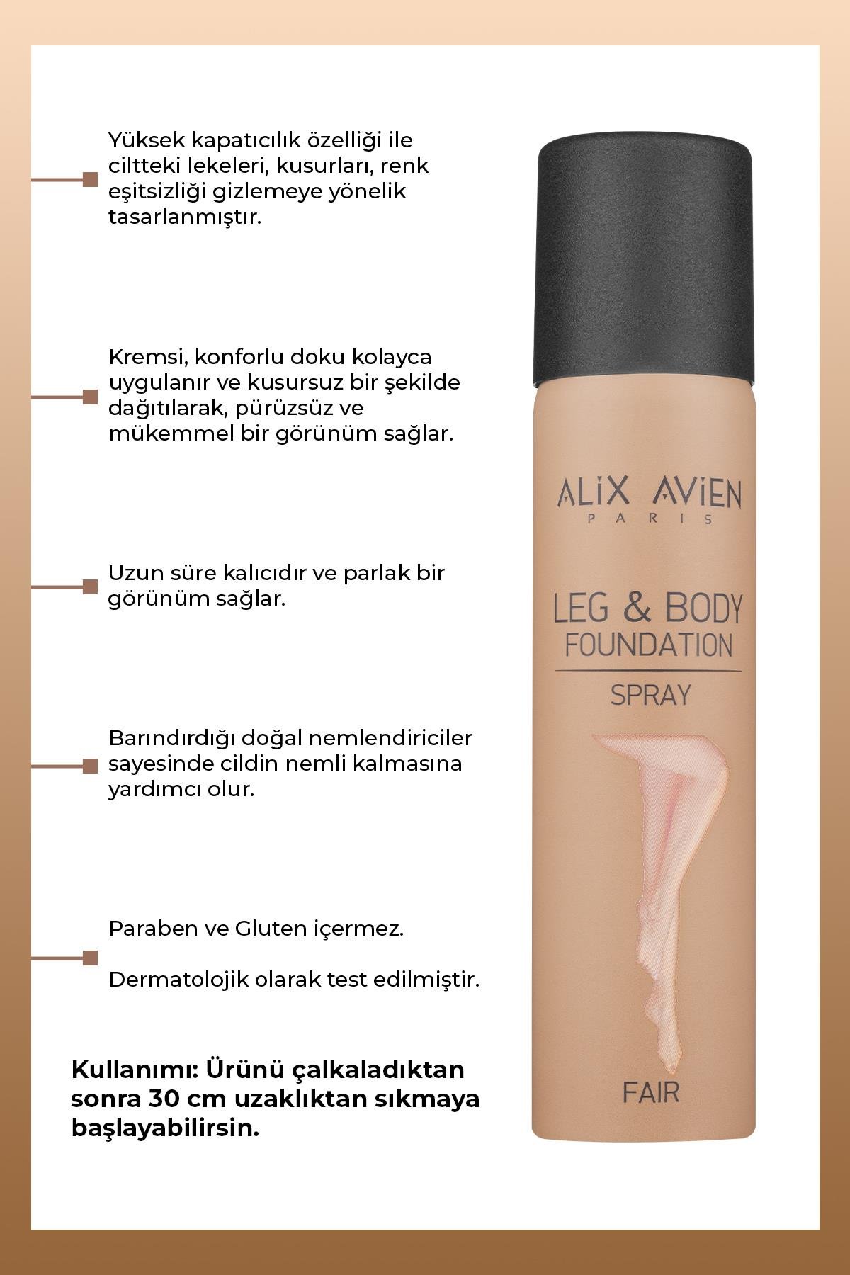 Bacak Fondöteni Fair Vücut Makyajı Bronzlaştırıcı Etki Sprey - Leg & Body Foundation Spray 75 ml