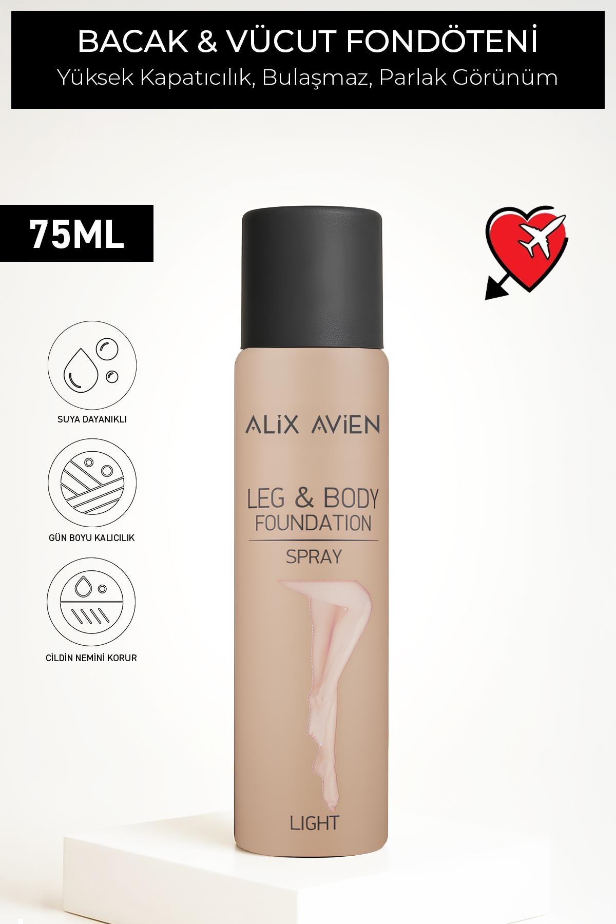 Bacak Fondöteni Light Vücut Makyajı Bronzlaştırıcı Etki Sprey - Leg & Body Foundation Spray 75 ml