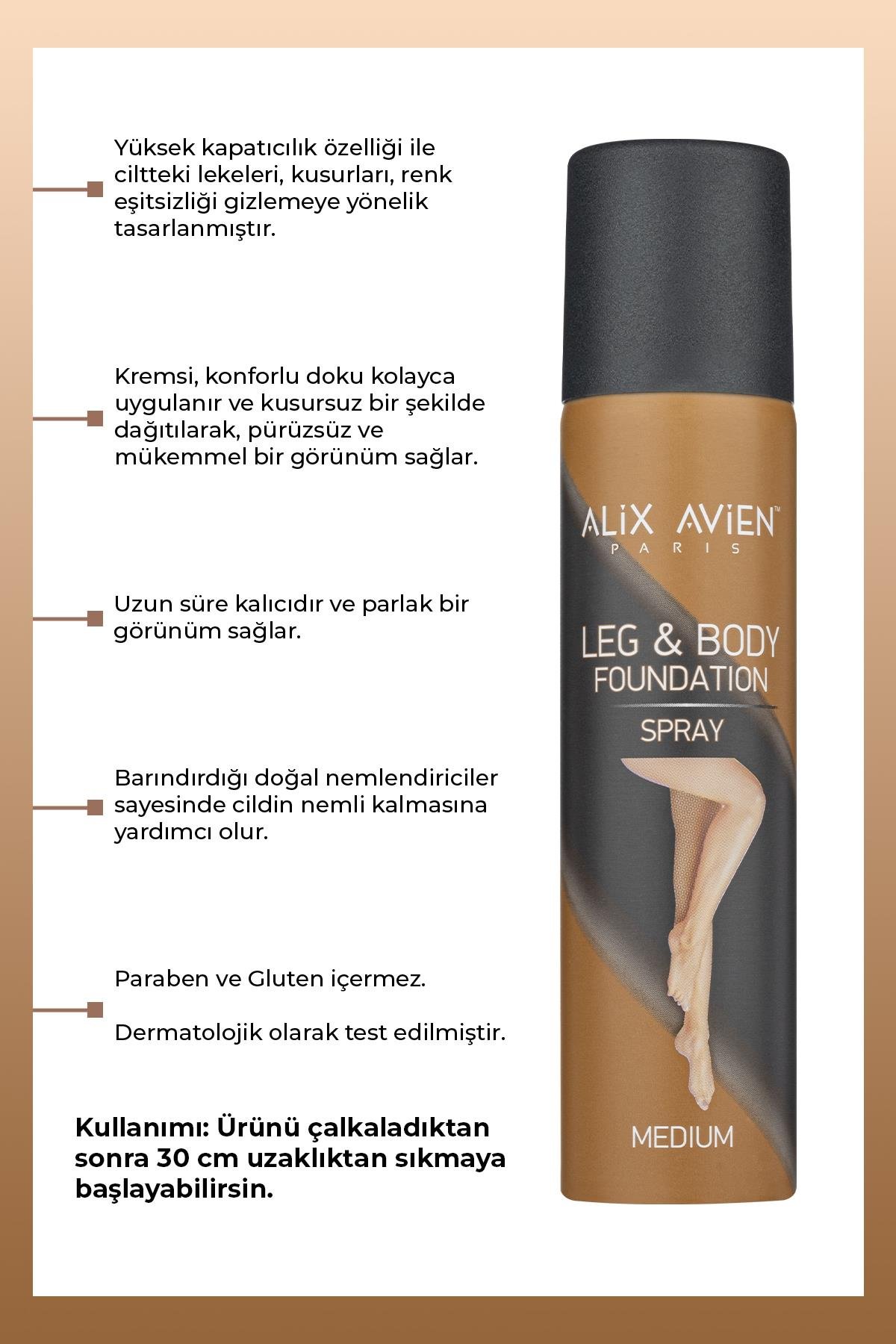 Bacak Fondöteni Medium Vücut Makyajı Bronzlaştırıcı Etki Sprey - Leg & Body Foundation Spray 75ml