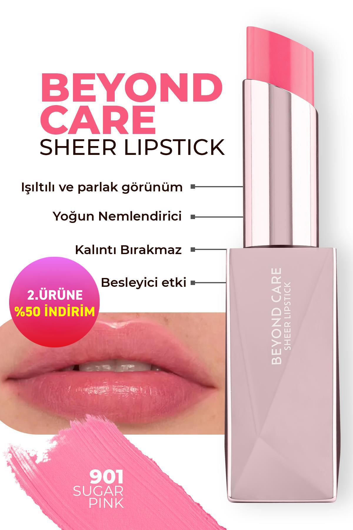 Beyond Care Sheer Lipstick 901 - Sugar Pink - Yoğun Nemlendirici Besleyici Etki - Parlak Ruj