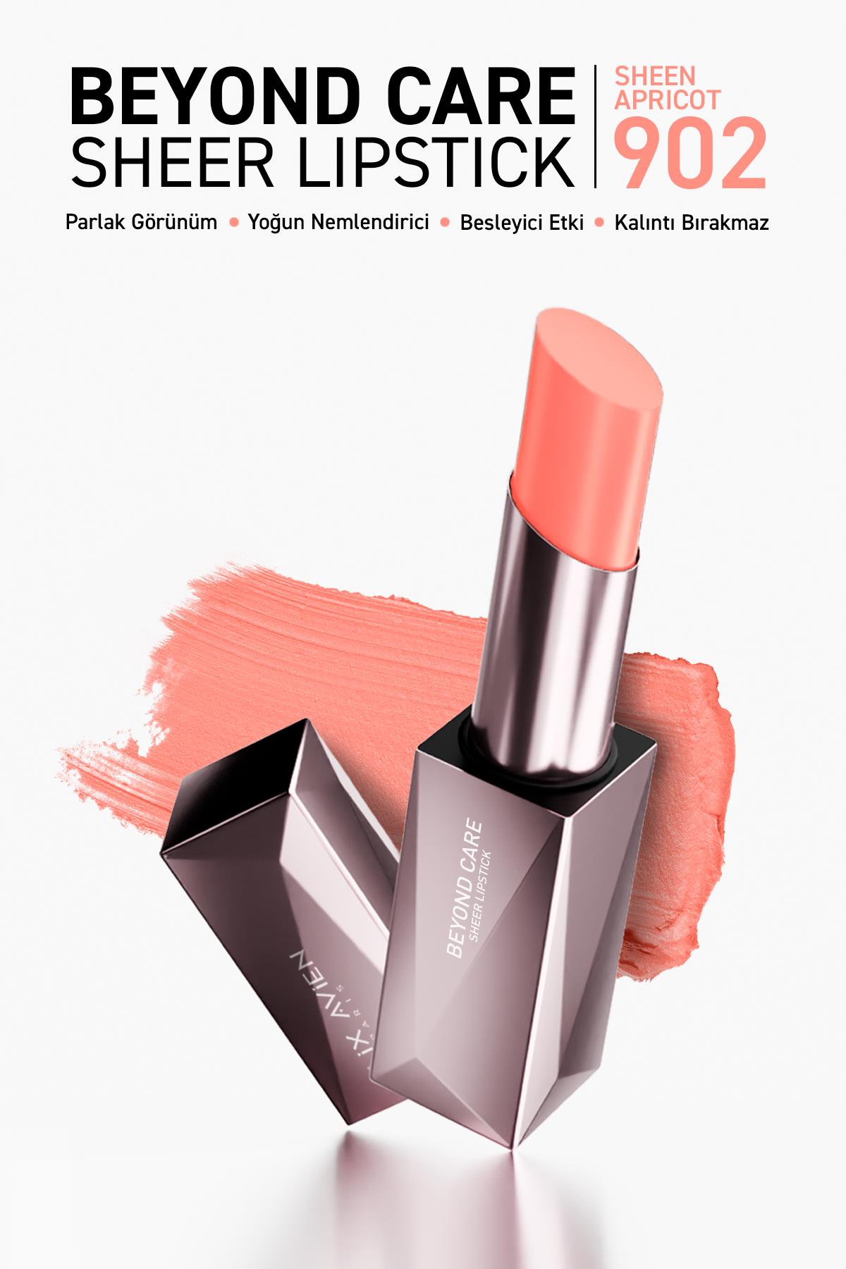 Beyond Care Sheer Lipstick 902 - Sheen Apricot - Yoğun Nemledirici Besleyici Etki - Parlak Ruj