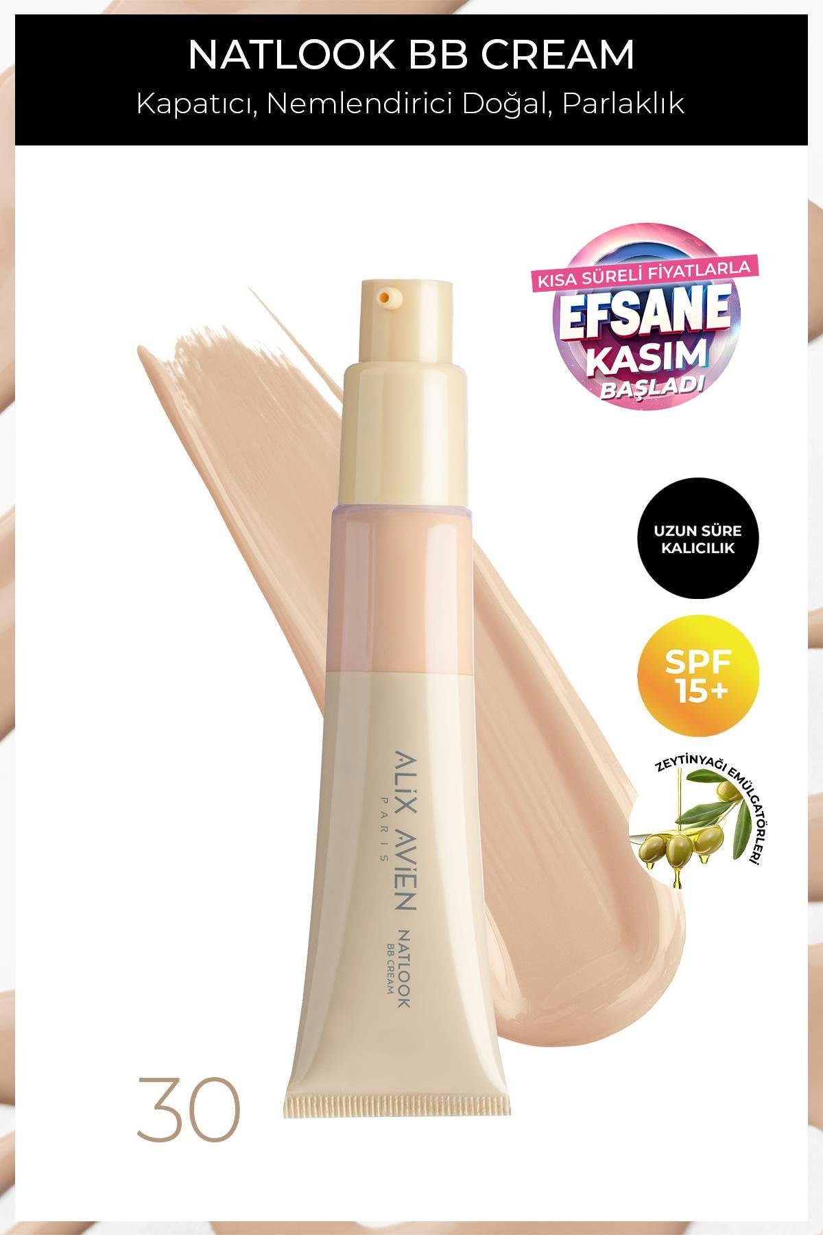 Doğal Parlaklık Sağlayan SPF15 Faktör Nemlendiren BB Krem - Natlook BB Cream 30 Medium