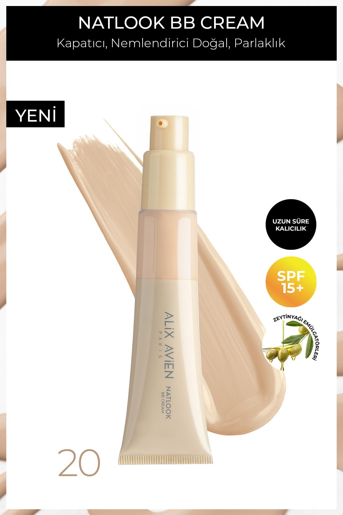 Doğal Parlaklık Sağlayan SPF15 Faktör Nemlendiren BB Krem - Natlook BB Cream 20 Light To Medium