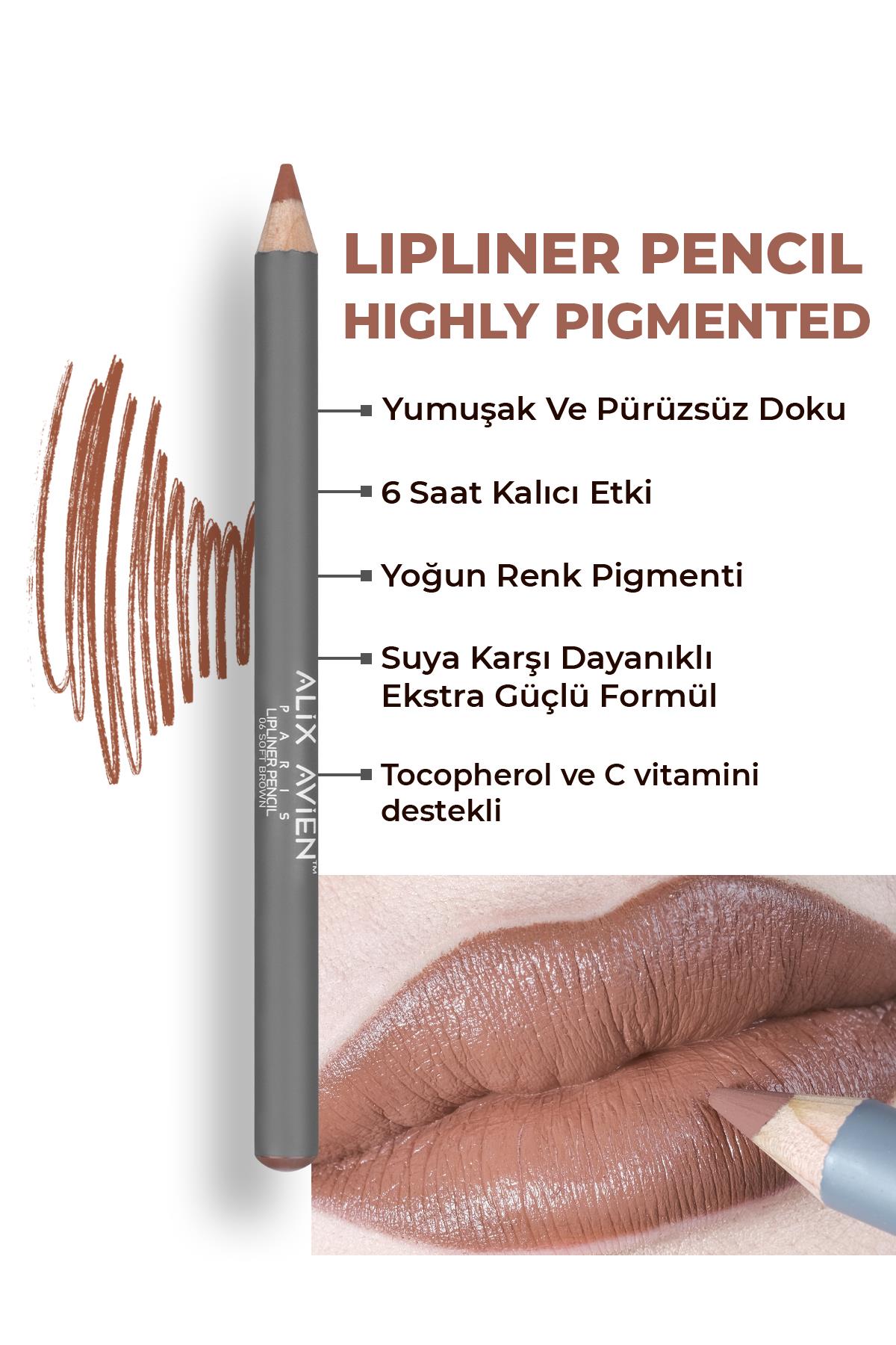 Dudak Kalemi Lipliner Pencil 06 Soft Brown - Dağılma Yapmayan 6 Saate Kadar Kalıcı Etki