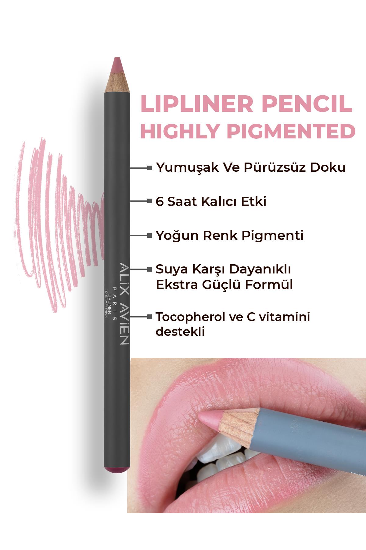 Dudak Kalemi Lipliner Pencil 10 Star Pink - Dağılma Yapmayan 6 Saate Kadar Kalıcı Etki