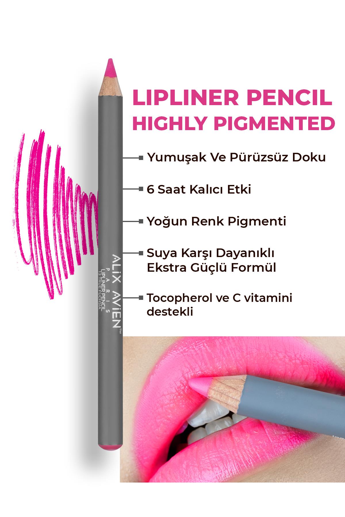 Dudak Kalemi Lipliner Pencil 13 True Fuchsia - Dağılma Yapmayan 6 Saate Kadar Kalıcı Etki