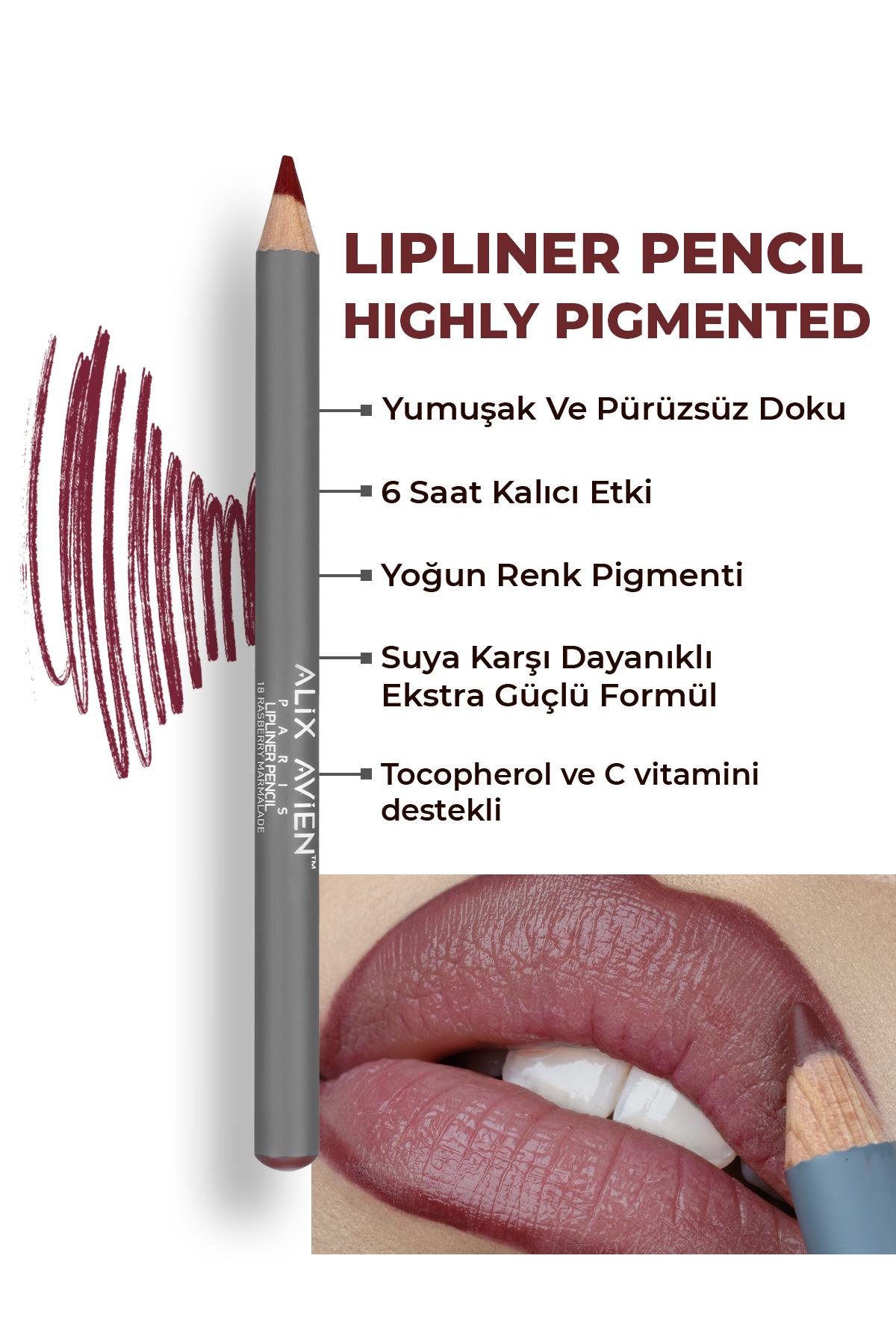 Dudak Kalemi Lipliner Pencil 18 Raspberry Marmalade - Dağılma Yapmayan 6 Saate Kadar Kalıcı Etki