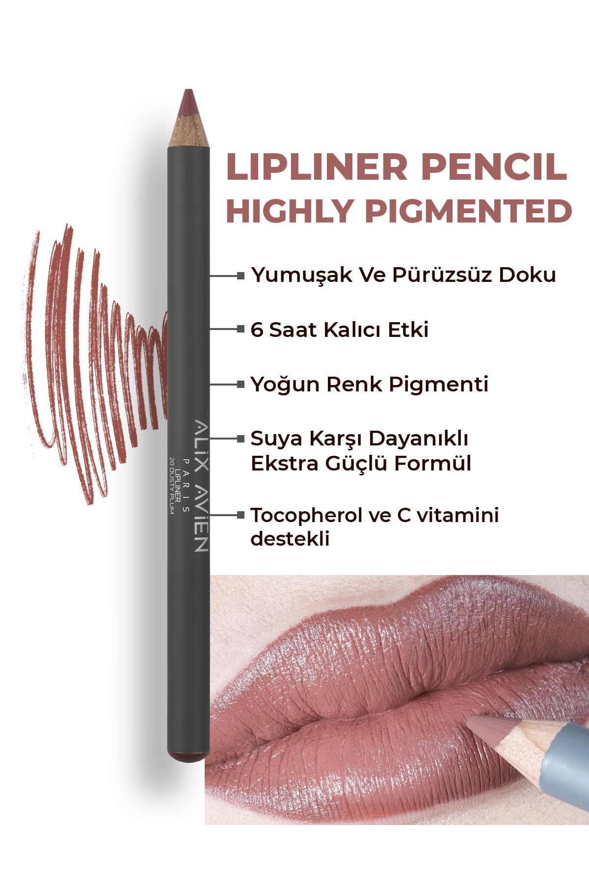 Dudak Kalemi Lipliner Pencil 20 Dusty Plum - Dağılma Yapmayan 6 Saate Kadar Kalıcı Etki