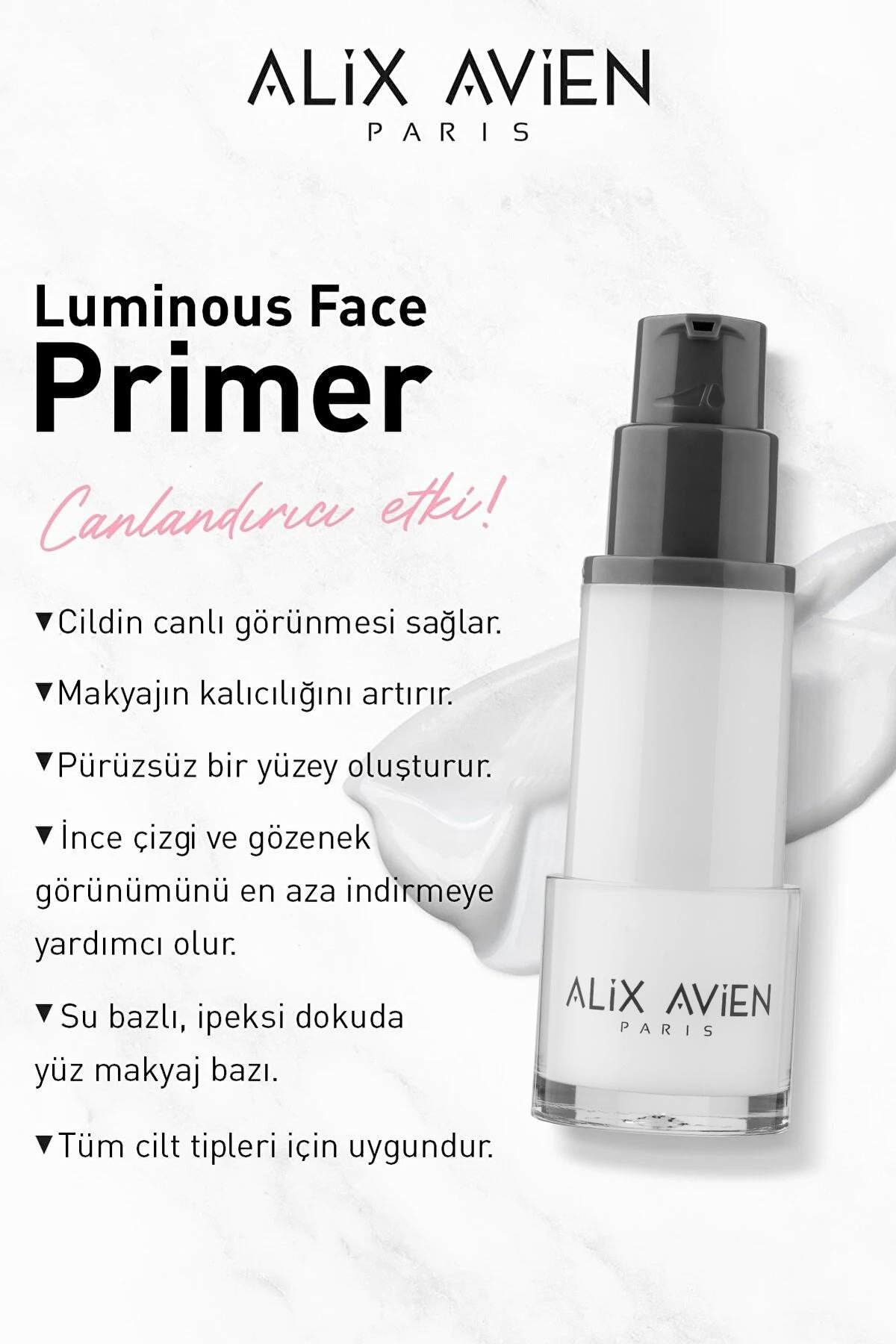 Gözenek Karşıtı Parlak Cilt Görünümlü Su Bazlı Makyaj Bazı - Pürüzsüz Etki - Luminios Face Primer