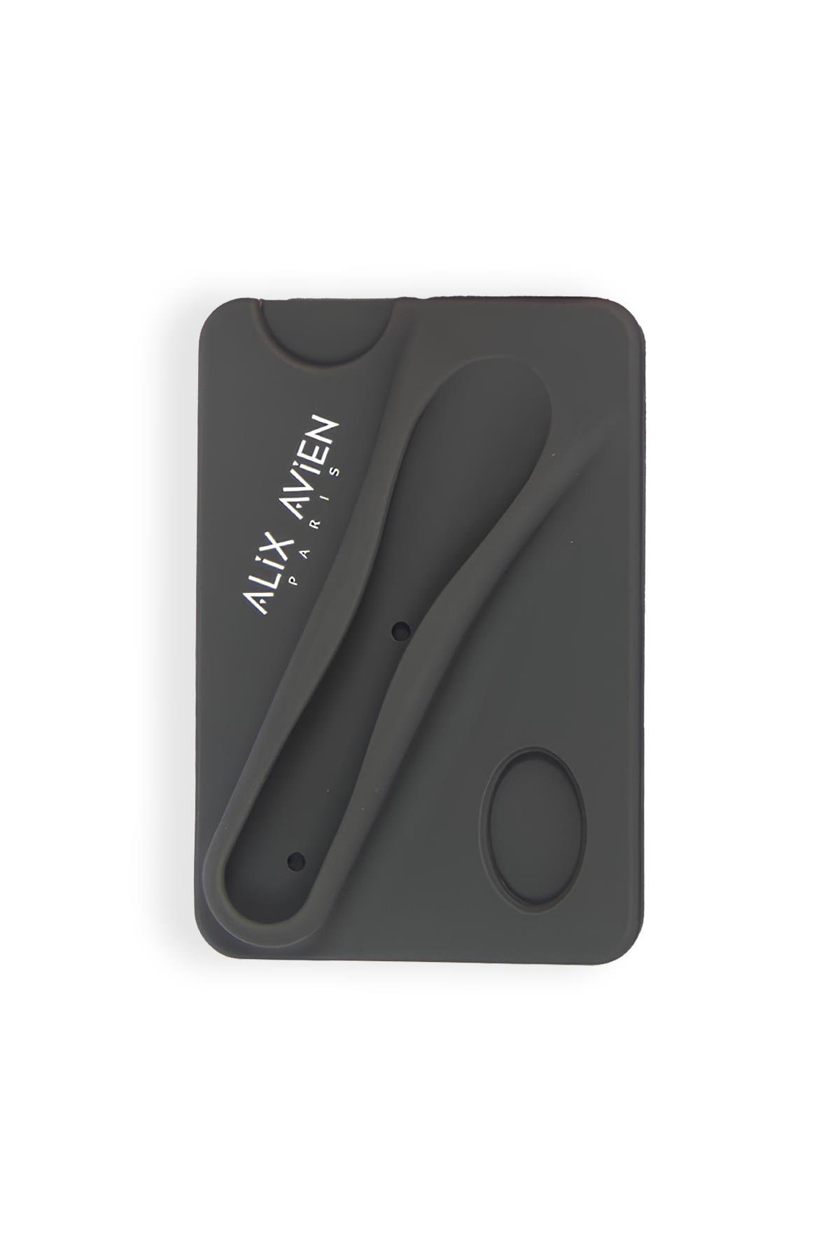 Gri Ruj Bölmeli Silikon Telefon Kartlığı - Silky Care Lipgloss Silicon Case Gray