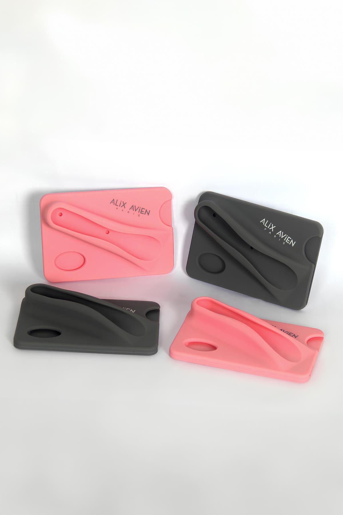 Gri Ruj Bölmeli Silikon Telefon Kılıfı - Silky Care Lipgloss Silicon Case Gray