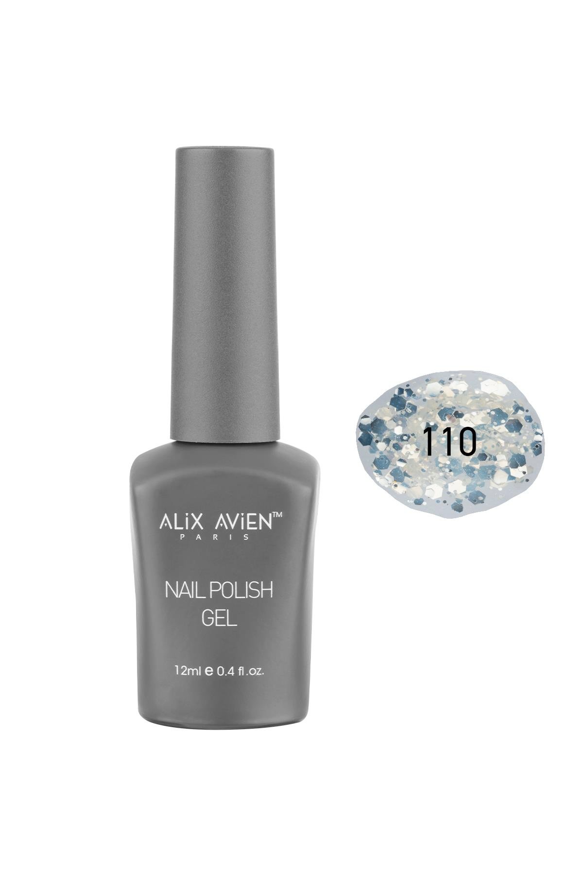 Gümüş Işıltılı Şeffaf Kalıcı Oje 110-Yoğun Renk Veren Jel Oje 12 ml-Nail UV Gel Polish 110