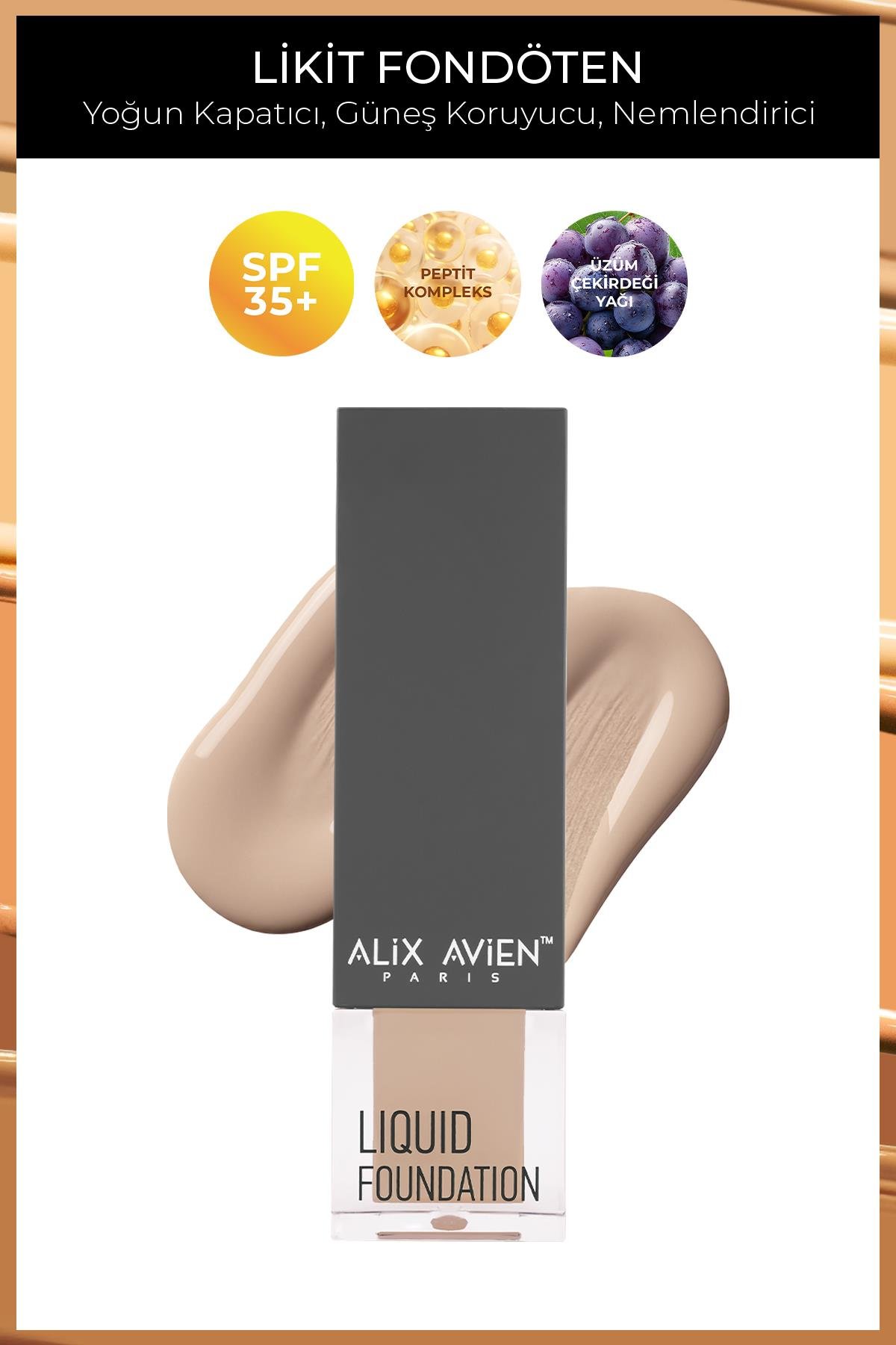 Güneş Koruyucu SPF35+ Nemlendirici Etkili Kremsi Likit Fondöten Liquid Foundation 309 Cashmere Beige