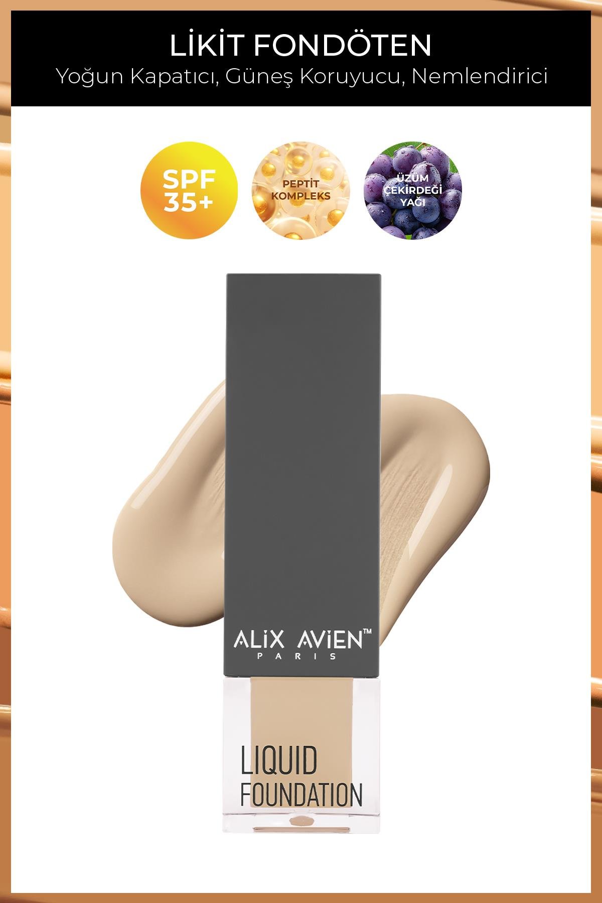 Güneş Koruyucu SPF35+ Nemlendirici Etkili Kremsi Likit Fondöten - Liquid Foundation 304 Buff