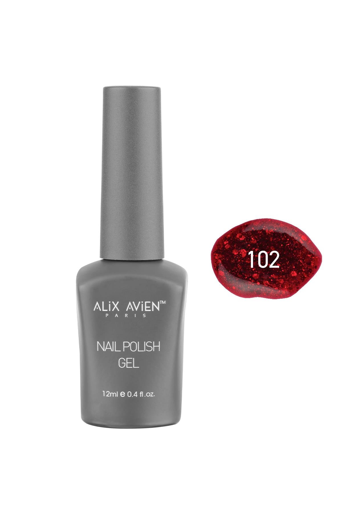 Işıltılı Kırmızı Kalıcı Oje 102-Yoğun Renk Veren Jel Oje 12 ml-Nail UV Gel Polish 102
